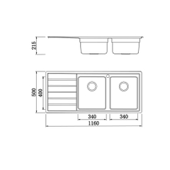 Chậu rửa bát Konox European sink Premium KS11650 2B – Bàn trái
