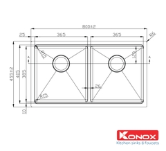 Chậu rửa bát Konox Workstation Sink – Undermount Sink KN8046DUB