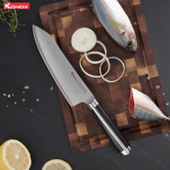 Dao Konox thép Nhật Damascus Series Eiko Series 7″ Deba Knife