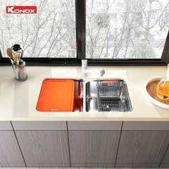 Chậu rửa bát Konox lắp âm 2 hố cân R50 Tari 7846DU