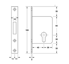 THÂN KHOÁ CỬA TRƯỢT BS40 Hafele   911.26.277
