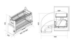 Giá bát đĩa nâng hạ tủ trên nan Dẹt Canzy CZF-5005-700