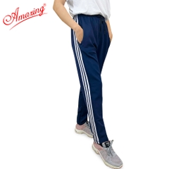 Quần thun thể dục 3 sọc trắng form body Amazing, màu đen và xanh đen , vải thun co giãn 4 chiều, unisex