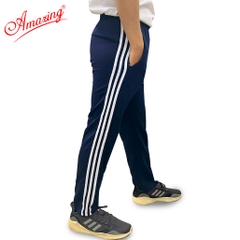 Quần thun thể dục 3 sọc trắng form body Amazing, màu đen và xanh đen , vải thun co giãn 4 chiều, unisex