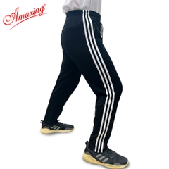 Quần thun thể dục 3 sọc trắng form body Amazing, màu đen và xanh đen , vải thun co giãn 4 chiều, unisex