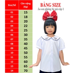 Áo trắng bé gái cổ lá sen, đồng phục đến trường, vải kate silk thấm hút mồ hôi