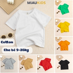 Áo Thun Trơn Cotton Cao Cấp Cho Bé Trai - Thoáng Mát Mềm Mịn - MiauKids
