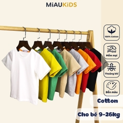 Áo Thun Trơn Cotton Cao Cấp Cho Bé Trai - Thoáng Mát Mềm Mịn - MiauKids