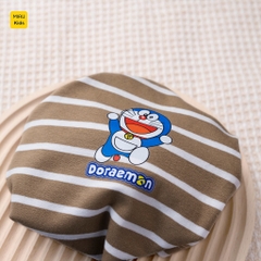 Áo phông bé trai hoạ tiết Sọc logo Doraemon đáng yêu chất thun cotton thoáng mát mềm mịn cho bé mặc nhà đi học đi chơi