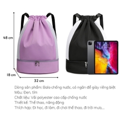 Balo dây rút thể thao đa năng chống thấm nước, sức chứa lớn