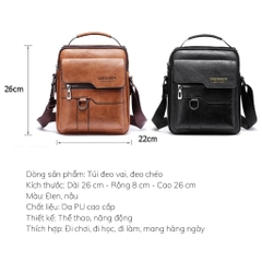 Túi đeo chéo nam dáng đứng phong cách công sở chất liệu da cao cấp Weixier 8642
