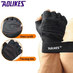 Găng Tay Tập GYM Aolikes Kết Hợp Quấn Cổ Tay AL109