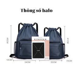 Balo dây rút thể thao chống nước, có ngăn đựng bóng, sức chứa lớn