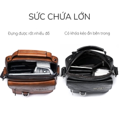 Túi đeo chéo nam dáng đứng phong cách công sở chất liệu da cao cấp Weixier 8642