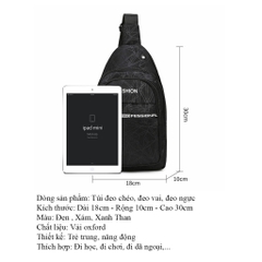 Túi đeo chéo, đeo ngực, đeo vai nam nữ FASHION vải oxford chống nước