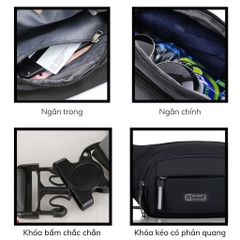 Túi đeo chéo nam in logo R cực chất, hạn chế thấm thước, sức chứa lớn