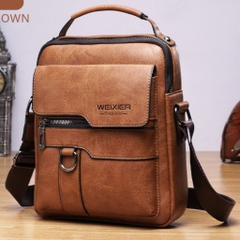 Túi đeo chéo nam dáng đứng phong cách công sở chất liệu da cao cấp Weixier 8642