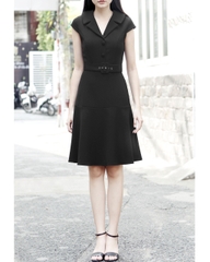 Đầm Ck Tay Con Cổ Vest Hàng Nút Dây Đai Tùng Xòe - Lần 2-L08112811182