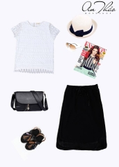 Chân Váy Loft Đen Vạt Bầu Thắt Dây-R1304050517