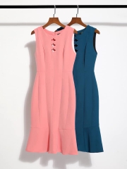 Đầm Lauren Sn 2 Màu Ngực Đầu Hoa Văn - Dwlrt231018C