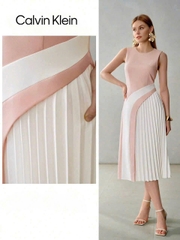 Đầm CK SN Dập Ly Phối Màu-TPSRD040325