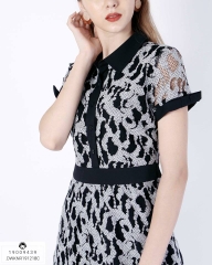 Đầm Kennet Cold Ren Cổ Sơ Mi Viền Đen