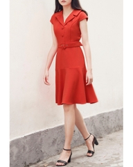 Đầm Ck Tay Con Cổ Vest Hàng Nút Dây Đai Tùng Xòe - Lần 2-L08112811182