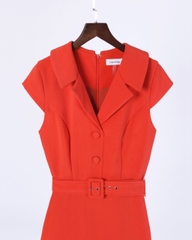 Đầm Ck Tay Con Cổ Vest Hàng Nút Dây Đai Tùng Xòe - Lần 2-L08112811182