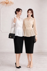 Áo Sơ Mi Mentosa Xếp Ly Bất Đối Xứng 3 Màu-AVMTS171025L1