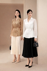 Áo Sơ Mi Mentosa Xếp Ly Bất Đối Xứng 3 Màu-AVMTS171025L1