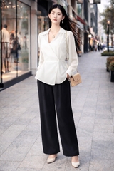 Áo Sơ Mi Mentosa Xếp Ly Bất Đối Xứng 3 Màu-AVMTS171025L1