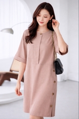 Đầm Mentosa Suông Nút Sườn 2 Màu-DSMTS050925L1