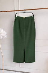 Chân Váy Katosa Xẻ Tà Phối Nút 1 Màu-KTS2300104V