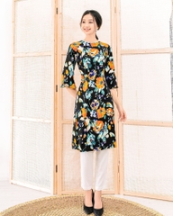 Bộ Mentosa Áo Dài Bông Tay Lở Cổ Tròn + Quần Tây Trắng - D2012100119