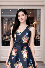 Đầm Katosa Cổ Tim SN Đai Eo-KTS221911