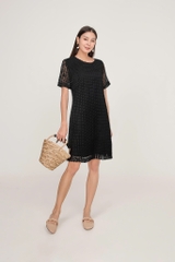 Đầm Katosa ren ô vuông đen-KTS32409243