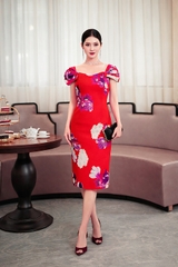 Đầm Katosa Trễ Vai In Họa Tiết 2 Màu-KTS3D121223