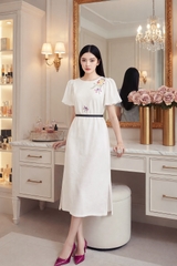 Đầm Katosa Linen Tay Phồng Thêu Chuồn Chuồn-KTS32202242