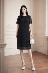 Đầm Katosa ren ô vuông đen-KTS32409243