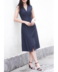 Đầm Warehouse Cổ Vest Sát Nách Nhún Ngực Xẻ Tà - L1212030119