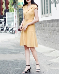 Đầm Ck Tay Con Cổ Vest Hàng Nút Dây Đai Tùng Xòe - Lần 2-L08112811182