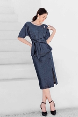 Set Mentosa Chân Váy Xẻ + Áo Tay Lở Dây Eo - M-D201119OF