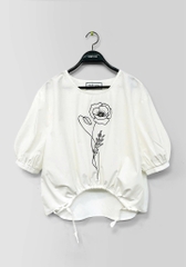 Áo Tay Lửng Thêu Họa Tiết HOA-AMTS210825L1