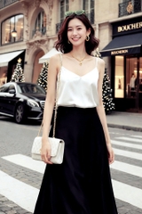 Áo Lụa Hai Dây Cổ Chữ V Mentosa 4 Màu-AMTS021025L1