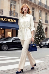 Áo Mentosa Sơ Mi Rút Eo 2 Màu-AMTS070925S1