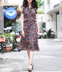 Đầm Maxxi Warehouse Tay Con Xòe Thắt Dây Nơ -R1808080918