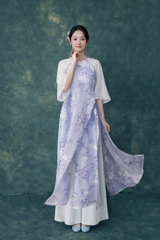 Set Áo Dài Tơ Hoa 3 Tà Mentosa-ADMTS040226L1