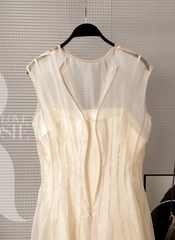 Set Đầm Tơ Xếp Ly Mentosa-DMTS241025L1