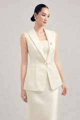 Áo Vest Lụa Nút Trang Trí Mentosa 2 Màu-AMTS230825H1