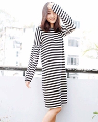 Đầm Gap thun sọc tay dài bo tay T1808080918